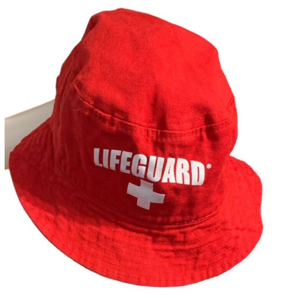 Red Lifeguard Brand Vintage 1990's 100% Cotton Hat Cap. No Size Tag Looks Small